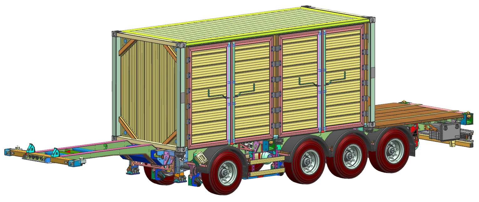 Semi-trailer carrying a mobile containerized energy storage system