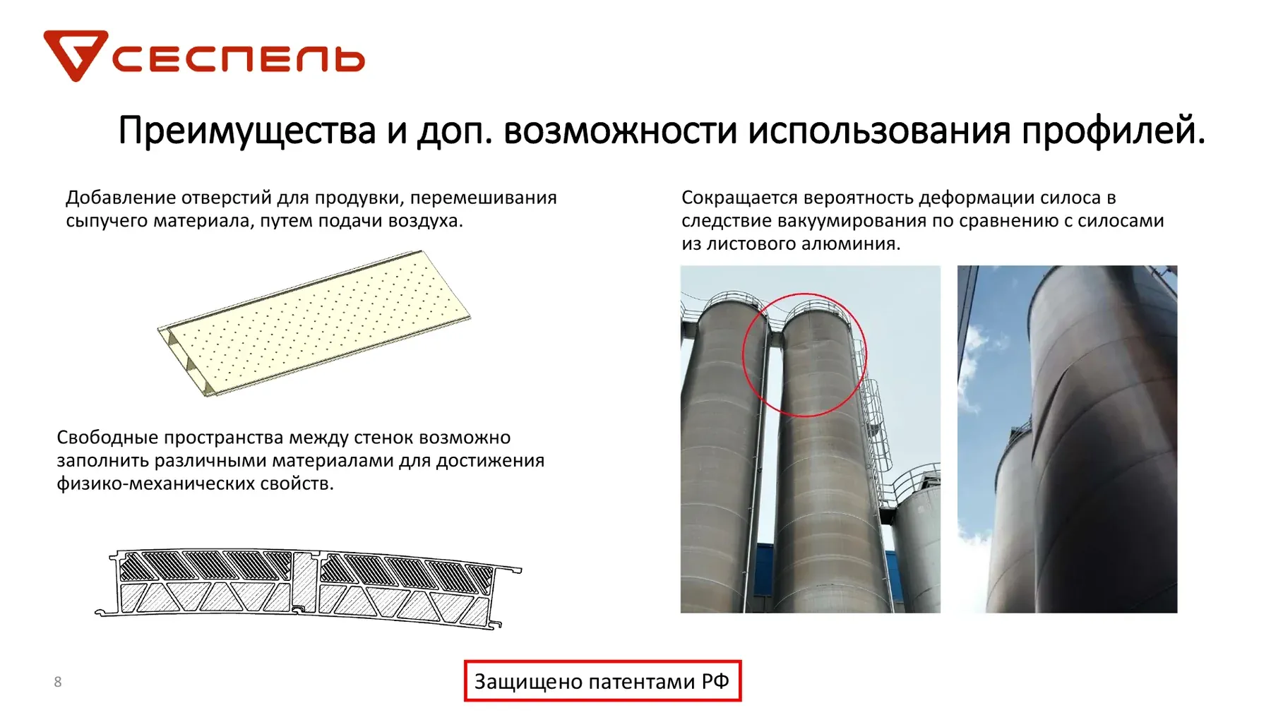 Additional functions of internal aluminium profile cavities