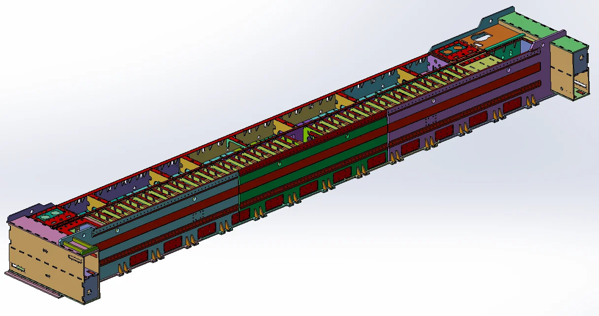 Machine bed with load-bearing structure and guides